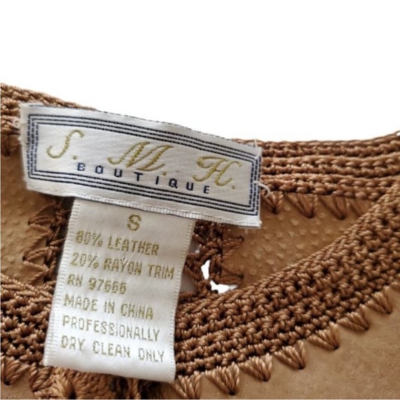 Vintage suede and crochet brown jacket - Picture 8 of 9